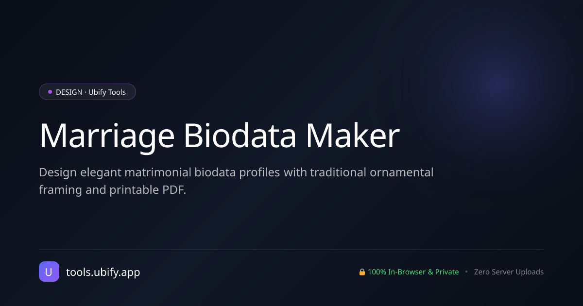 Marriage Biodata Maker | Ubify Tools